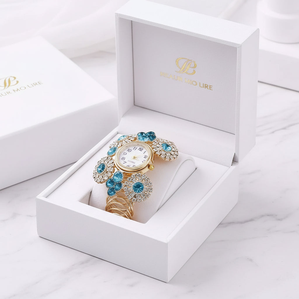Rhinestone Flower Bracelet Watch